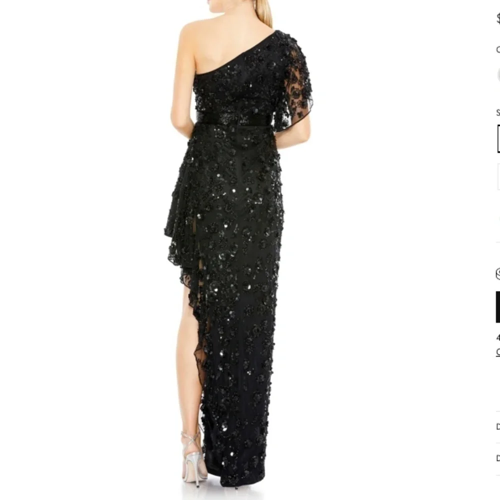 MAC DUGGAL Wedding Prom Formal Cocktail One Shoulder Ruffle Gown • Size 2